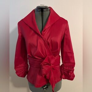 Tadashi Shoji Vibrant Red Blouse sz 6